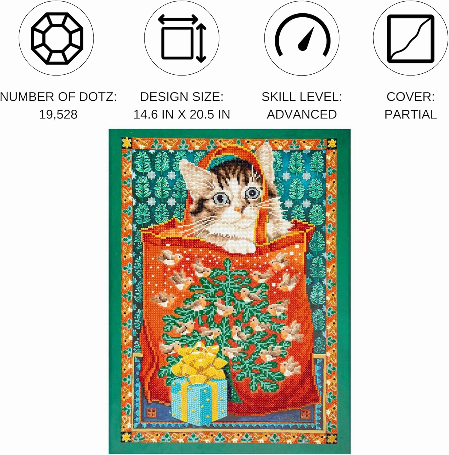 DIAMOND DOTZ Manuel in The Christmas Robin Bag Diamond Painting Kits for Adults - Diamond Art Kits a Relaxing Creative Craft Kit with Dotz Gems 15x20