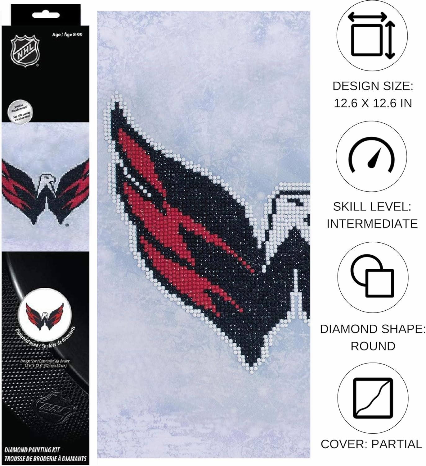 DIAMOND DOTZ NHL Washington Capitals Diamond Painting Kits for Adults - Diamond Art Kits a Relaxing Creative Craft Kit with Dotz Gems