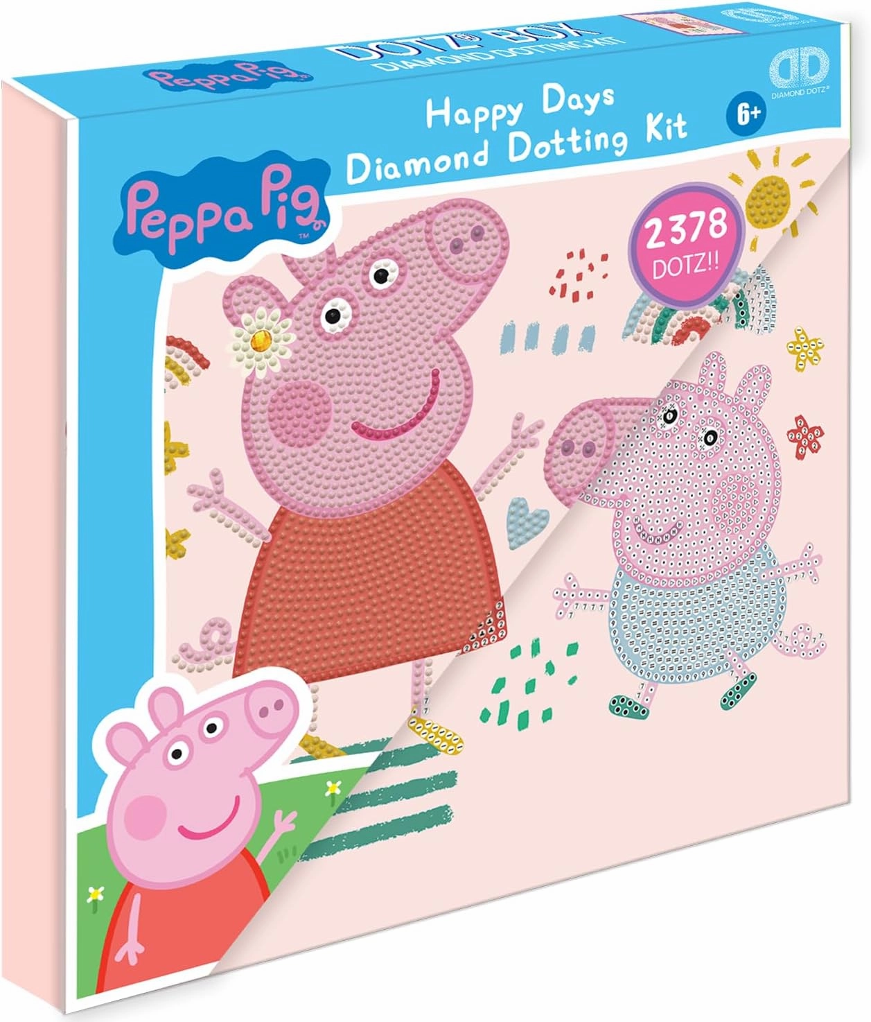 DIAMOND DOTZ Peppa Pig Happy Days Dotz Box Family Diamond Painting Kits for Adults - Diamond Art Kits a Relaxing Creative Craft Kit with Dotz Gems 11"x11"
