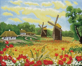 DIAMOND DOTZ Windmill Days Landscape Diamond Painting Kits for Adults - Diamond Art Kits a Relaxing Creative Craft Kit with Dotz Gems 16.5"x20.5"