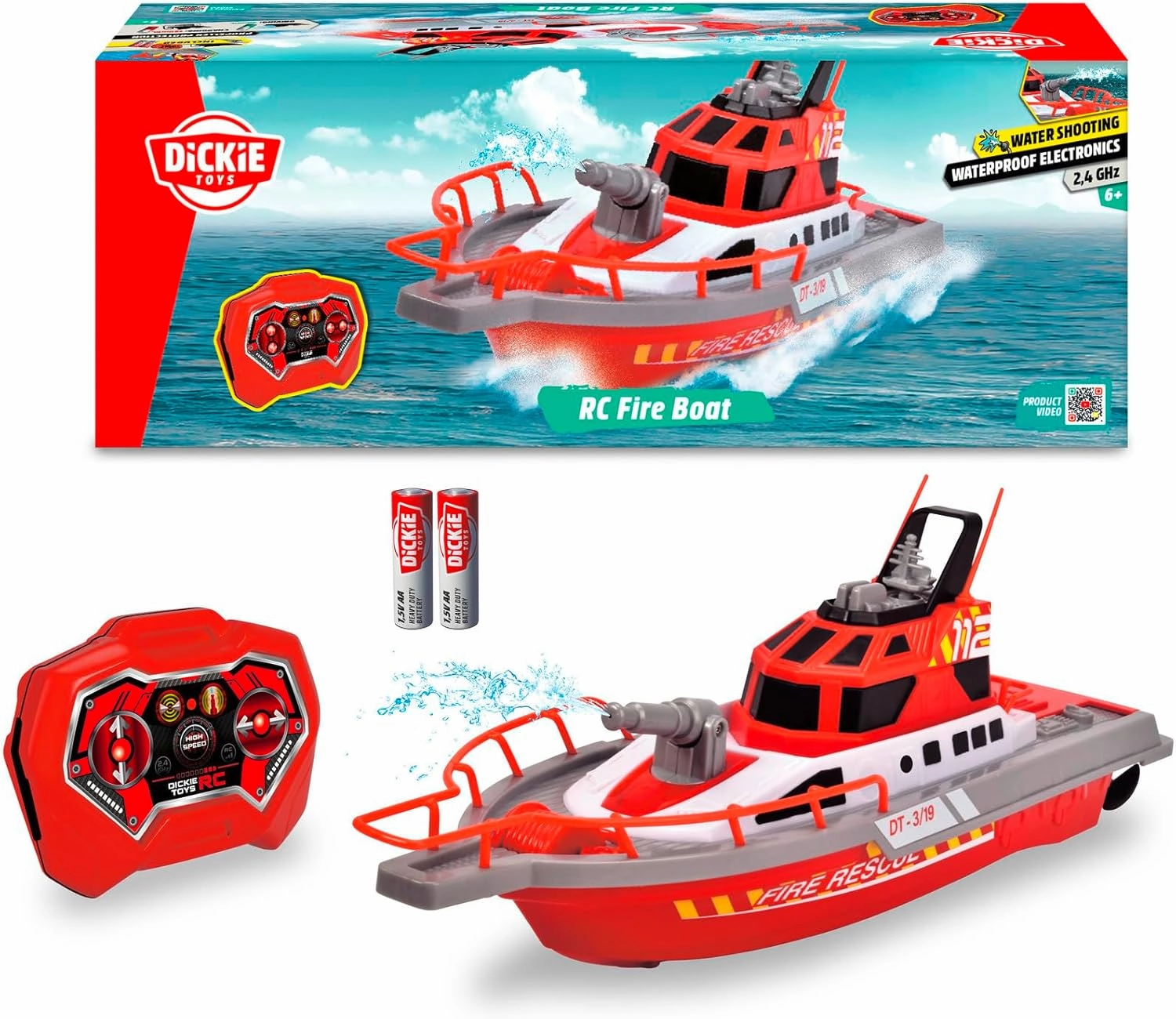 DICKIE TOYS - 15" RC Rescue Boat with Working Water Pump