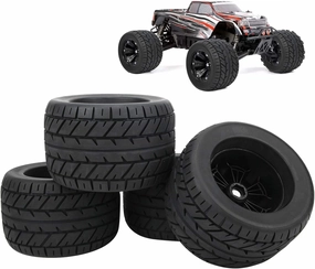 Dilwe 4Pcs 1/8 RC Tire RC Car Parts, 165x104mm RC Car Rubber Tire Rims Truck Wheels RC Accessories Compatible with 1/8 Truck Redcat/Rovan/HPI/Savage/XL Mounted/GT Flux/HSP/ZD Racing