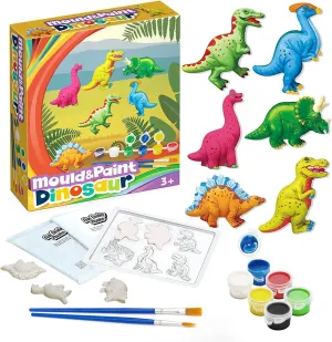 Dinosaur Painting Kit for Kids, Arts and Crafts for Kids Ages 6-8, 8-12, 6 Dino Figurines Playset, Gifts for Boys and Girls, Blue, Red, Green, White, Black, Yellow
