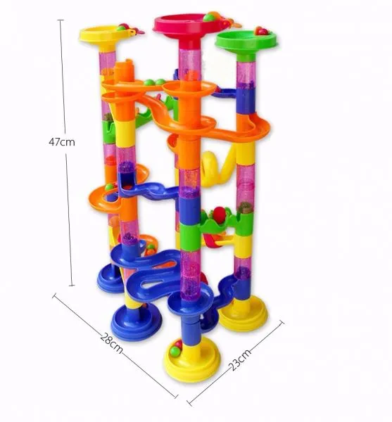DIY Construction Marble Race Run Maze Balls Track plastic house Building Blocks