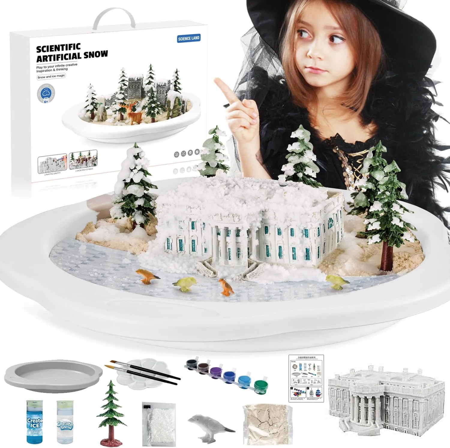 DIY Science Kit for Kids Ages 6-12 - Instant Snow Experiment Kit with 3D Scene Painting, DIY Educational Toys for Classroom & Home Learning, Creative Winter Crafts & Science Projects 3002