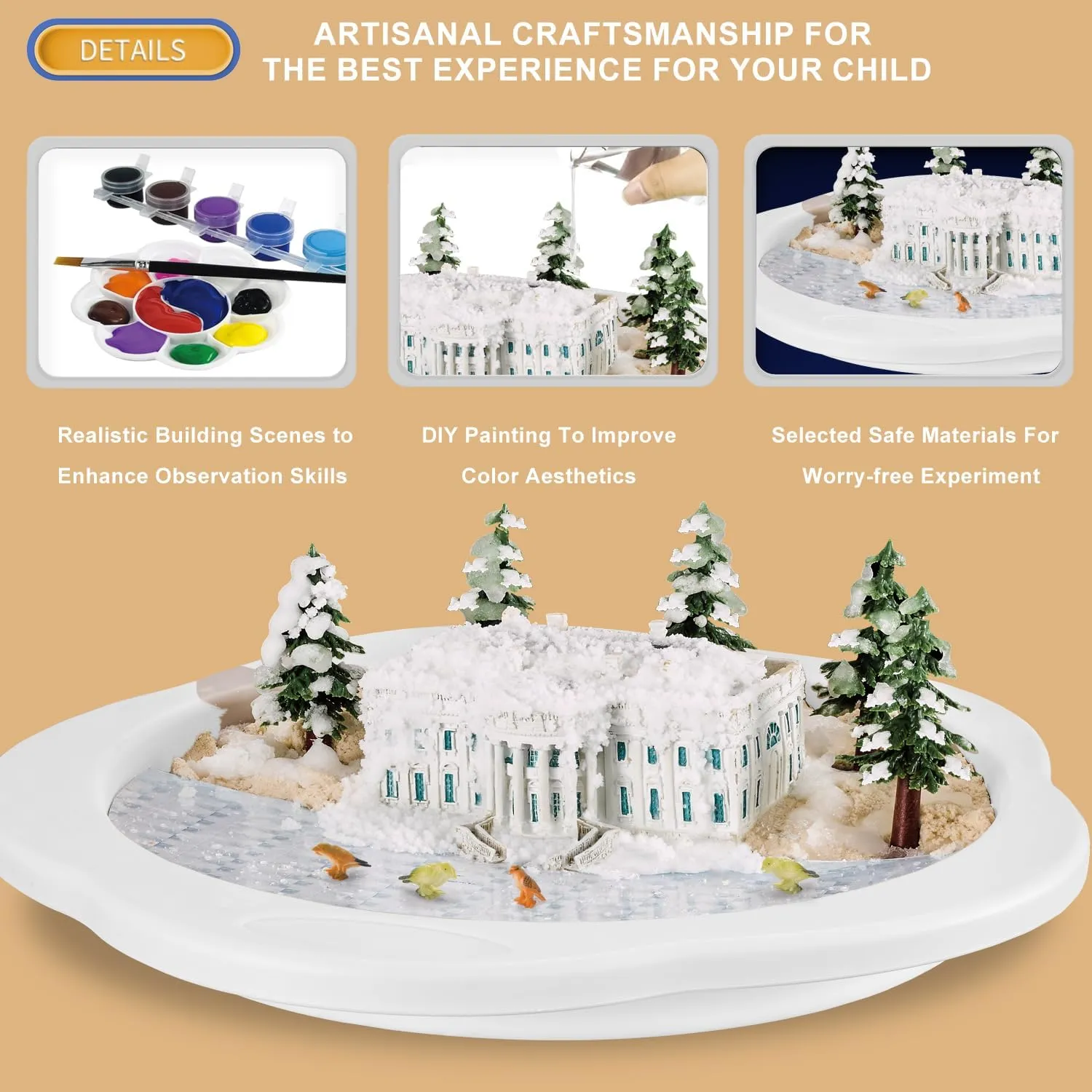 DIY Science Kit for Kids Ages 6-12 - Instant Snow Experiment Kit with 3D Scene Painting, DIY Educational Toys for Classroom & Home Learning, Creative Winter Crafts & Science Projects 3002