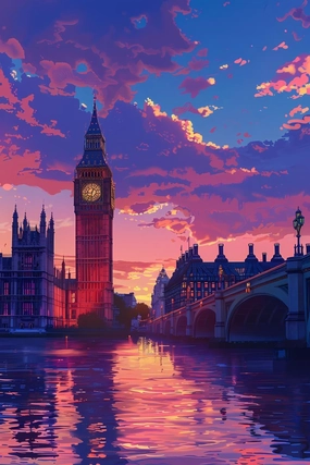DIY 5D Diamond Painting Kits for Adults Diamond Art Big Ben at Dusk Rhinestone Diamond Embroidery Big Ben Craft Kits for Living Room Bedroom Wall Decor Gift 16x24 inch