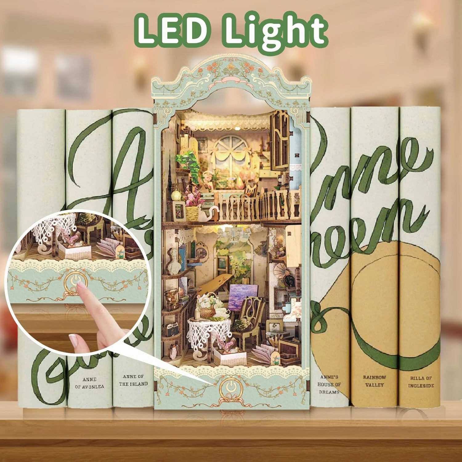 DIY Book Nook Kit,Dollhouse Booknook Bookshelf Insert Decor,3D Wooden Puzzles with LED Dust Cover,Book Nook Miniature Kit,Birthday Halloween Home Decor for Teens Adult-Countryside Diary