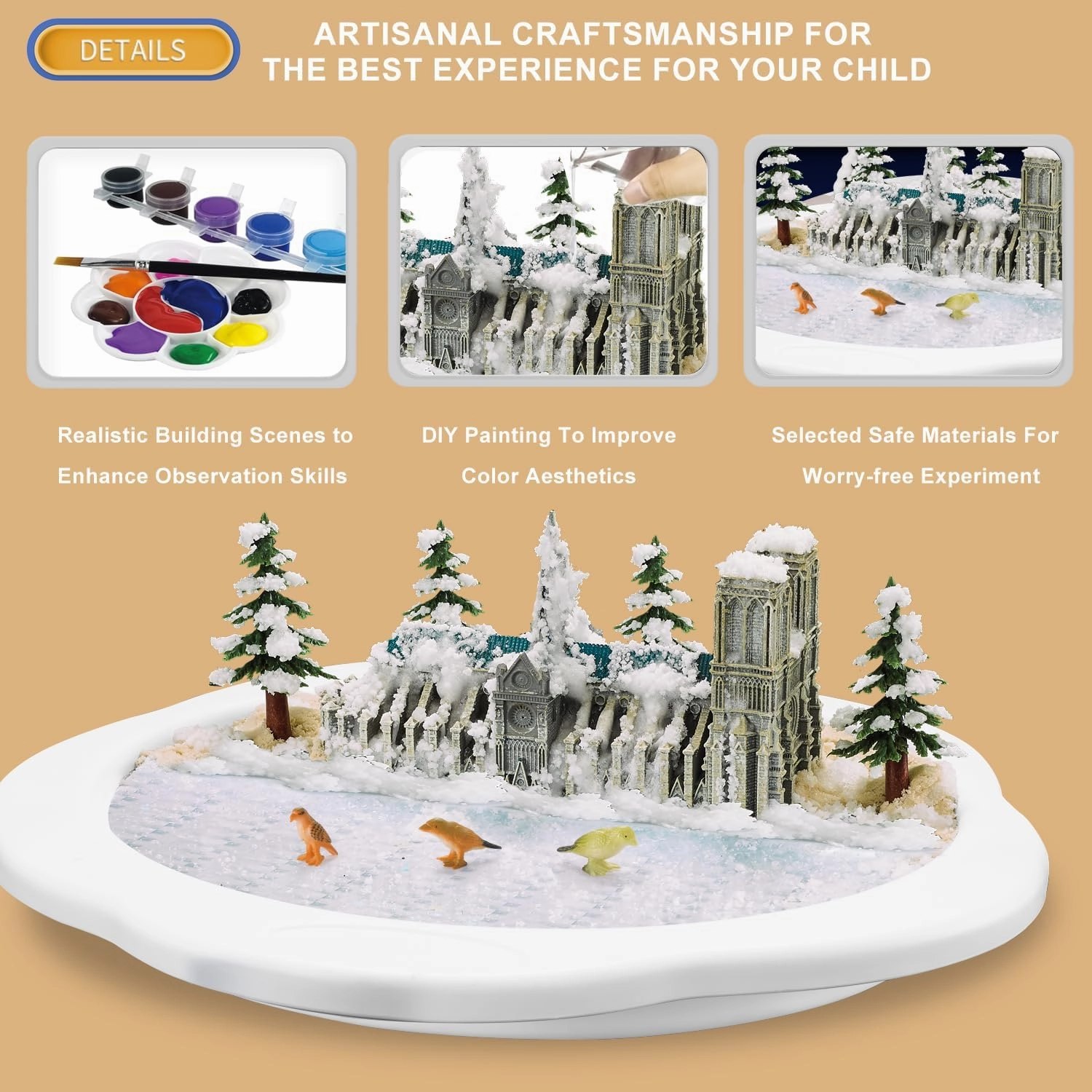 DIY Science Kit for Kids Ages 6-12 - Instant Snow Experiment Kit with 3D Scene Painting, DIY Educational Toys for Classroom & Home Learning, Creative Winter Crafts & Science Projects 3001