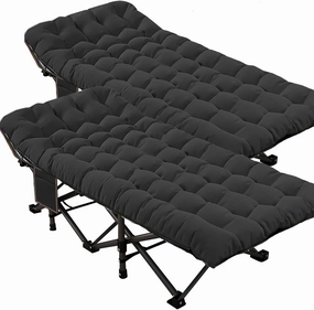DoCred Oversized XXL Folding Camping Cot with Mattress, 2 Pack Heavy Duty Sleeping Cot Bed Portable Adults Outdoor Bed with Carry Bag, Travel Camp Cots