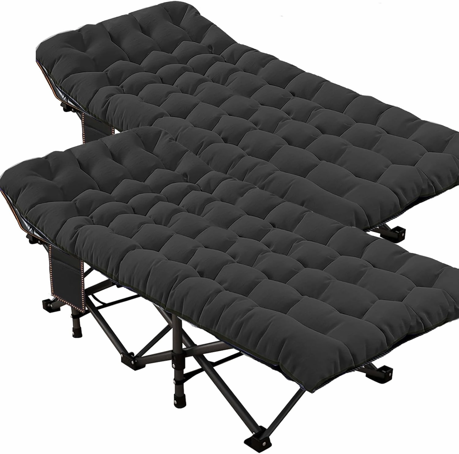 DoCred Oversized XXL Folding Camping Cot with Mattress, 2 Pack Heavy Duty Sleeping Cot Bed Portable Adults Outdoor Bed with Carry Bag, Travel Camp Cots