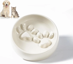 Dog Slow Feeder Bowl Ceramic, Non-Slip Slow Feeder Bowl for Small Medium Dogs & Cats, Puzzle Puppy Food Dish for Fast Eater