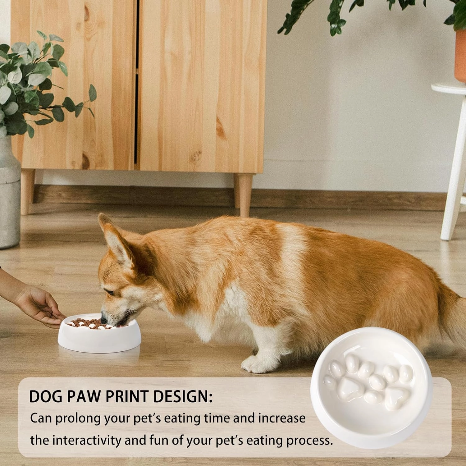 Dog Slow Feeder Bowl Ceramic, Non-Slip Slow Feeder Bowl for Small Medium Dogs & Cats, Puzzle Puppy Food Dish for Fast Eater