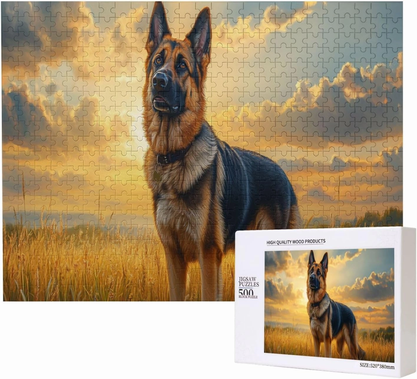 Dogs On The Vast Grassland，500 Pcs Wooden Jigsaw Puzzles for Adults,Entertainment Games to Exercise Patience and Hands-On Ability,Completed with Family Members During Holidays