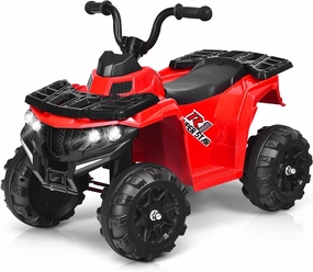 DORTALA Kids ATV, 6V Battery Powered Electric Vehicle with Headlights, Music, USB, Ride on Toy 4-Wheeler Quad Car for Boy Girl 3-6 Years, Red