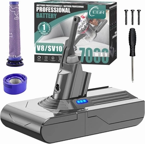 EGR Upgraded 7000mAh V8 Battery Replacement Compatible with Dyson V8 Animal Battery Replacement V8 Absolute V8 Motorhead V8 Fluffy SV10 Carbon Fiber Vacuum Cleaner 2 Filters and 3 Screws Included