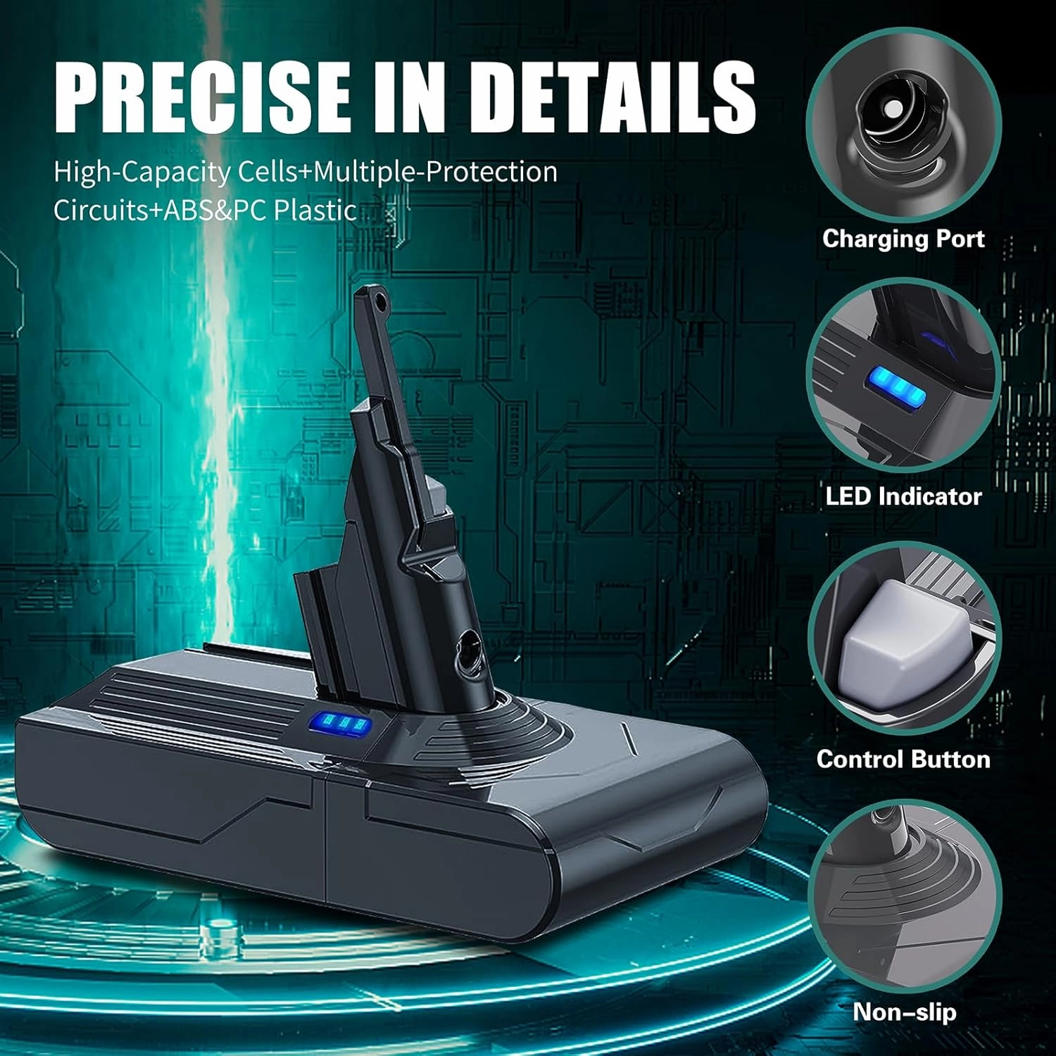 EGR Upgraded 7000mAh V8 Battery Replacement Compatible with Dyson V8 Animal Battery Replacement V8 Absolute V8 Motorhead V8 Fluffy SV10 Carbon Fiber Vacuum Cleaner 2 Filters and 3 Screws Included