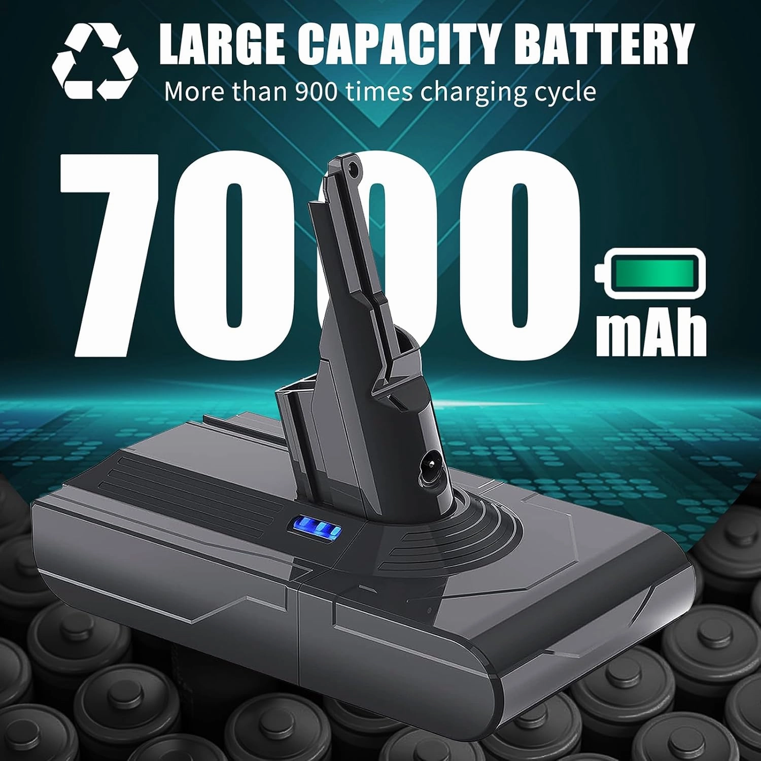 EGR Upgraded 7000mAh V8 Battery Replacement Compatible with Dyson V8 Animal Battery Replacement V8 Absolute V8 Motorhead V8 Fluffy SV10 Carbon Fiber Vacuum Cleaner 2 Filters and 3 Screws Included