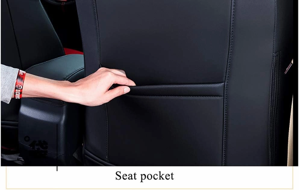 EKR Corolla Seat Covers Car Seat Cover Full Set for Toyota Corolla 2014 2015 2016 2017 2018 2019 L, LE,LE Eco Sedan,Seat Covers for Cars,Automotive Seat Covers for SUV(Black with Red Trim)