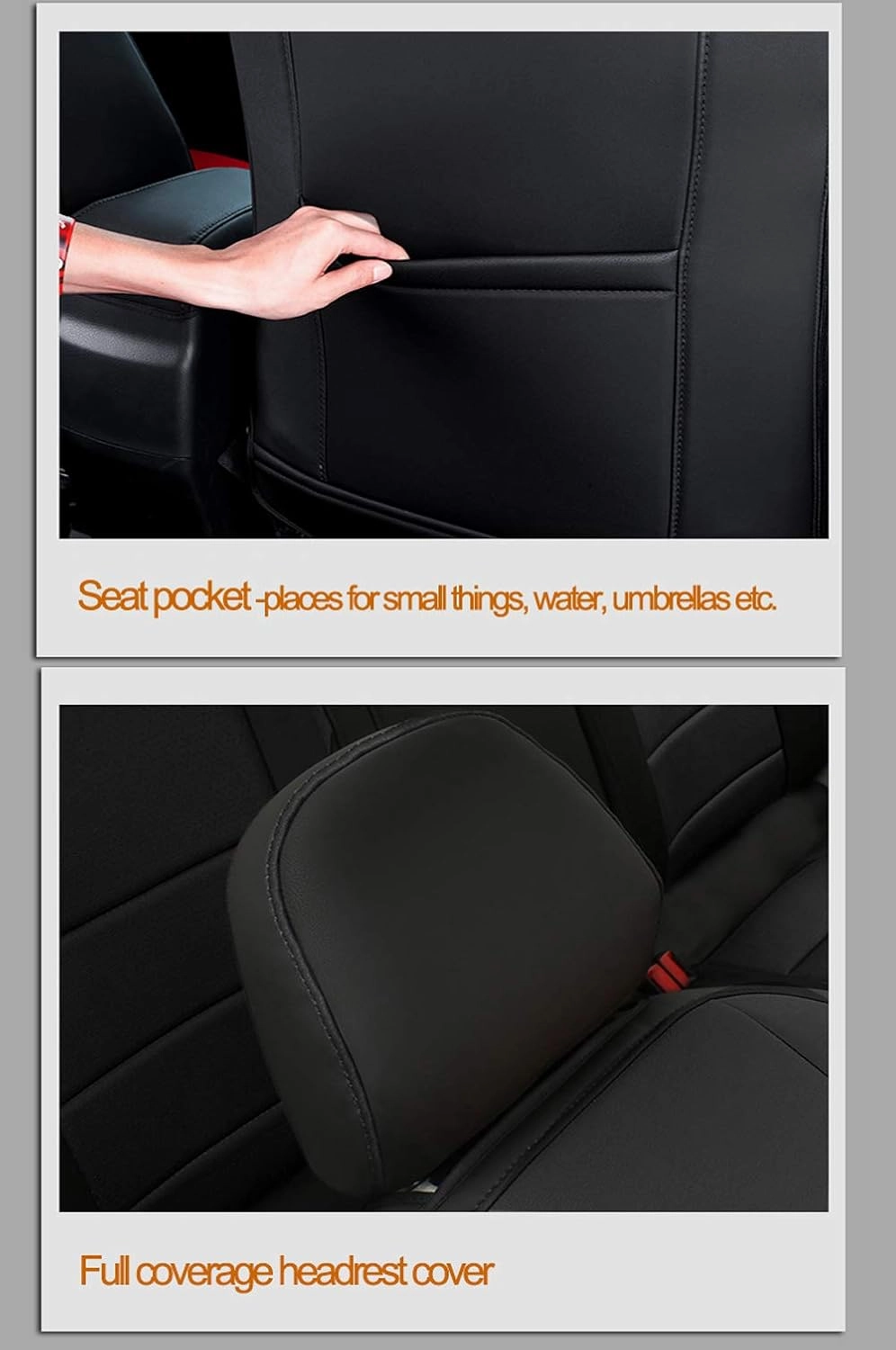EKR Corolla Seat Covers Car Seat Cover Full Set for Toyota Corolla 2014 2015 2016 2017 2018 2019 L, LE,LE Eco Sedan,Seat Covers for Cars,Automotive Seat Covers for SUV(Black with Red Trim)