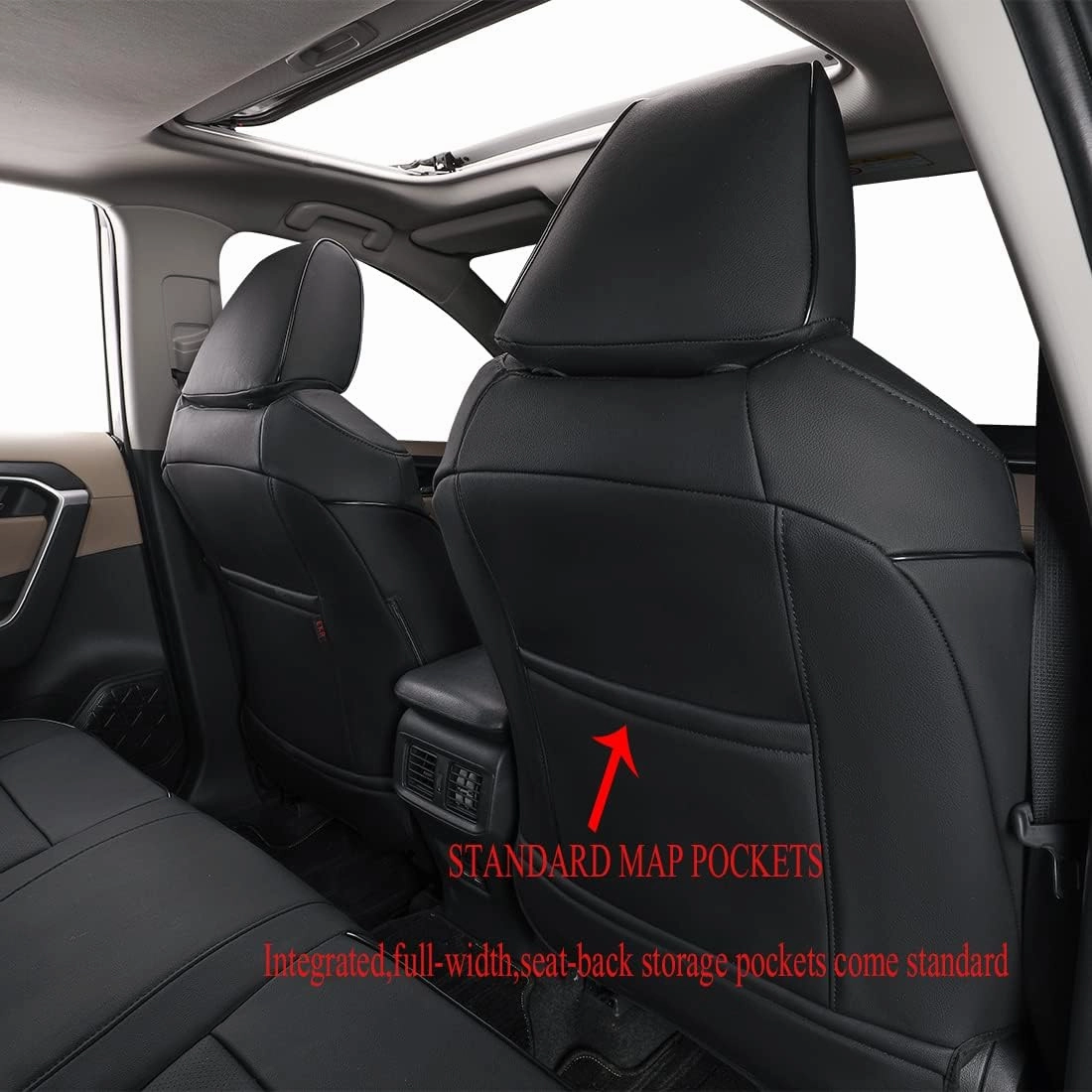 EKR Prius Seat Covers for Toyota Prius 2016-2022 L,LE,XLE,Limited,Two,Two Eco,Three,Three Touring,Four,Four Touring,Car Seat Cover Cushion Protectors Full Set,Leather(Black)