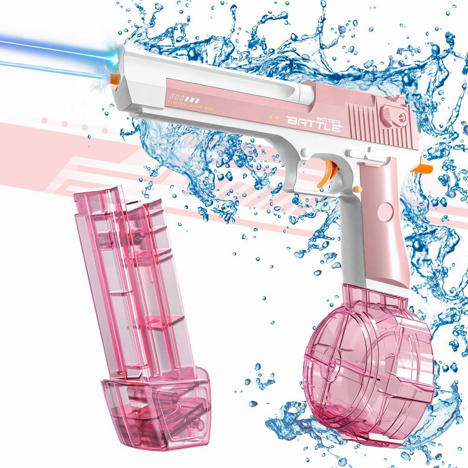 Electric Water Gun, Automatic Water Gun for Kids Adults, Poweful High Capacity 434CC 58CC Water Squirt Guns, Up to 30 Feet Range, Pink Water Gun for Pool Party Beach Outdoor(Pink), CY041