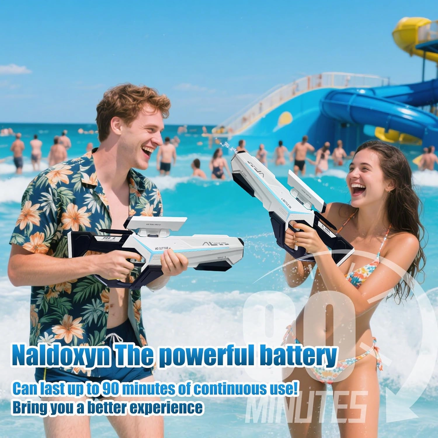 Electric Water Gun–Automatic Water Reload & Shooting, LED Light, 26-32 FT Range Powerful Water Squirt,Large Capacity Battery Powered Water Guns for Kids & Adults,Summer Outdoor Beach Play