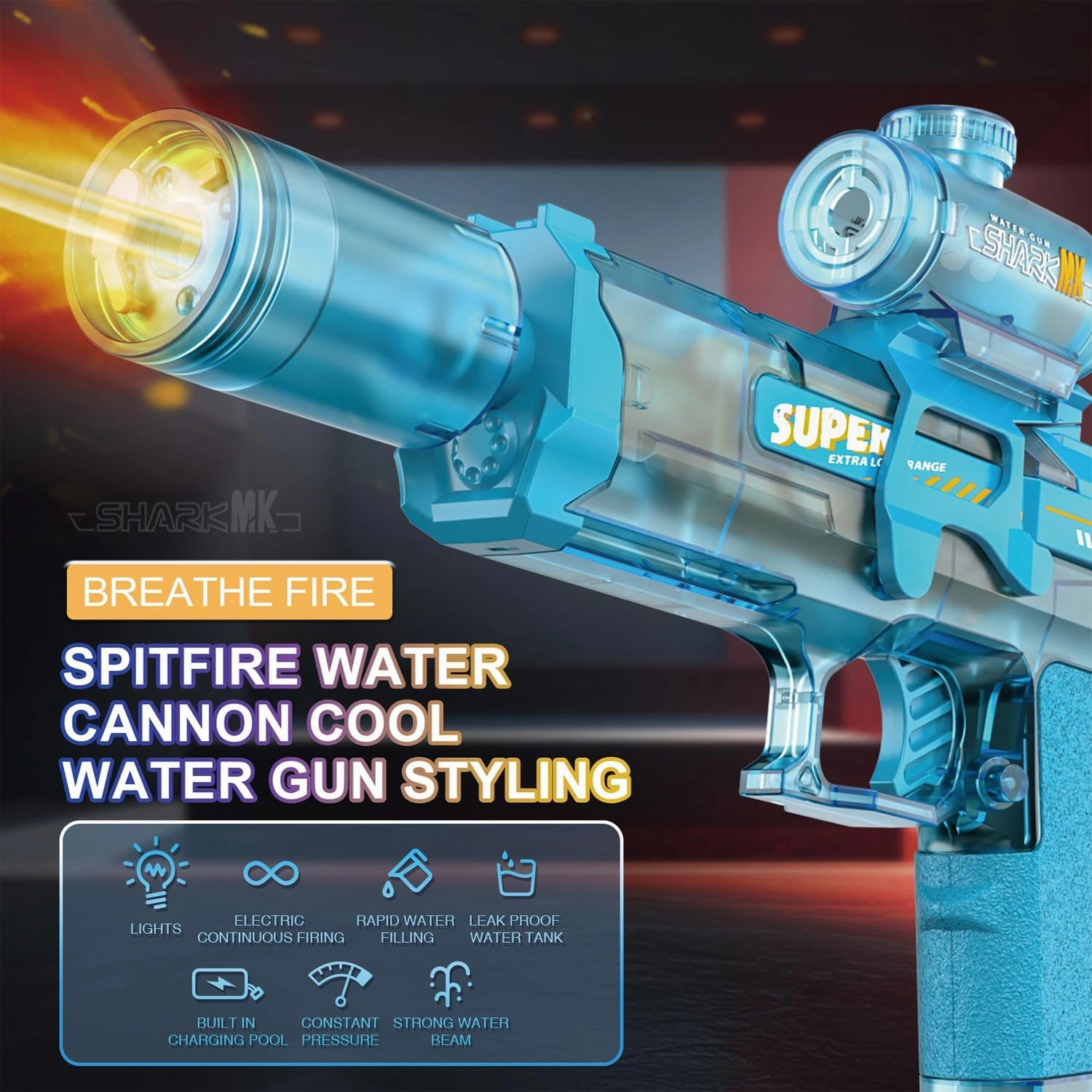 Electric Water Gun for Adults Battery Powered Water Gun Electric for Kid with Muzzle Flash Rechargeable Spray Gun Toys Capacity Range Up to 28 FT Beach Toys for Summer Outdoor Pool and Water Guns Play