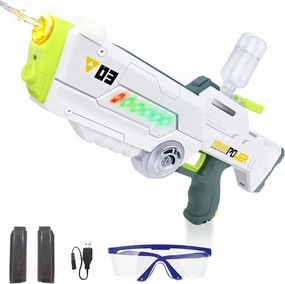 Electric Water Gun with LED Lights & Sound Effects,Automatic Squirt Gun 630ml Large Capacity, 26-32FT Long Range, Rechargeable Battery, Goggles, Water Pistol Blaster Soaker Pool Toys for Kids & Adults