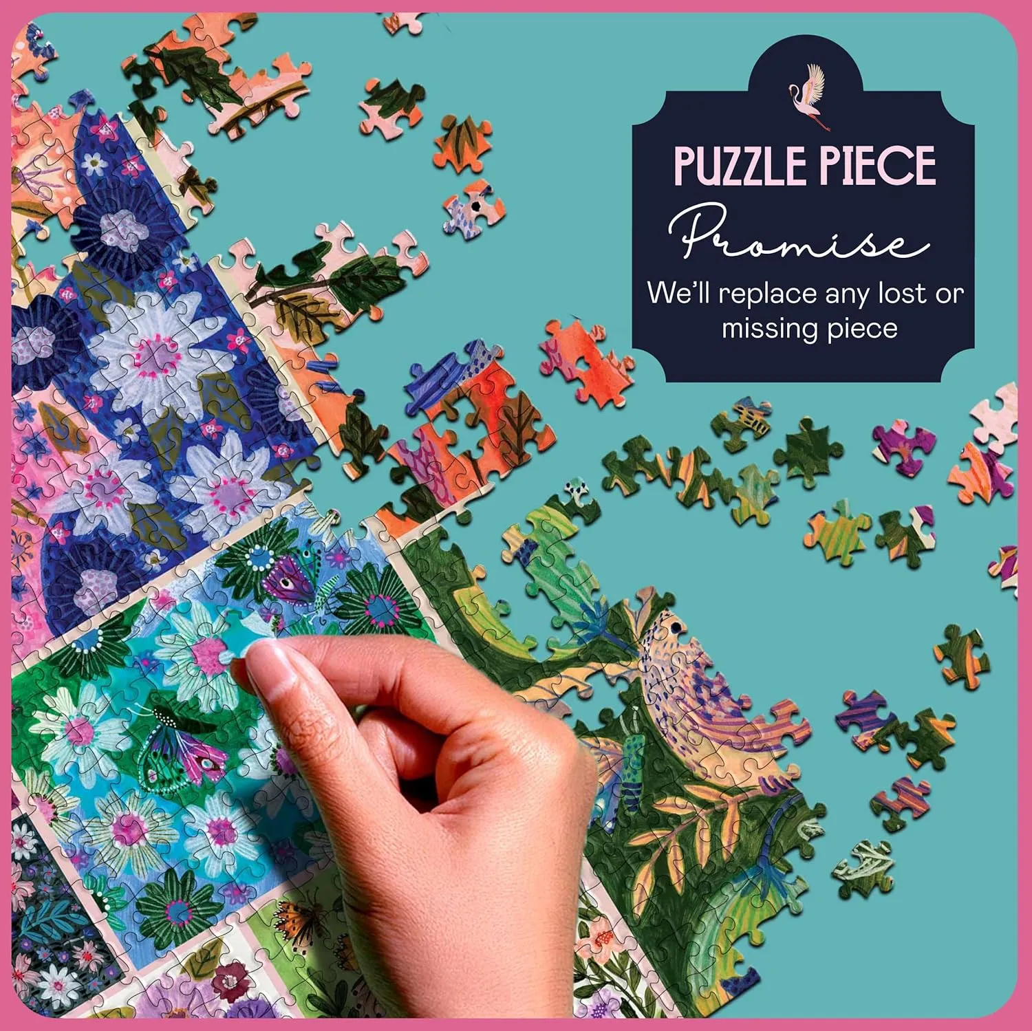 Elena Essex Jigsaw Puzzles 1000 Pieces - Nature's Garden, Puzzle 1000 Pieces, Puzzles for Adults, Colorful Animal Bird Flower Butterfly Puzzle, Size 28 x 20 inches
