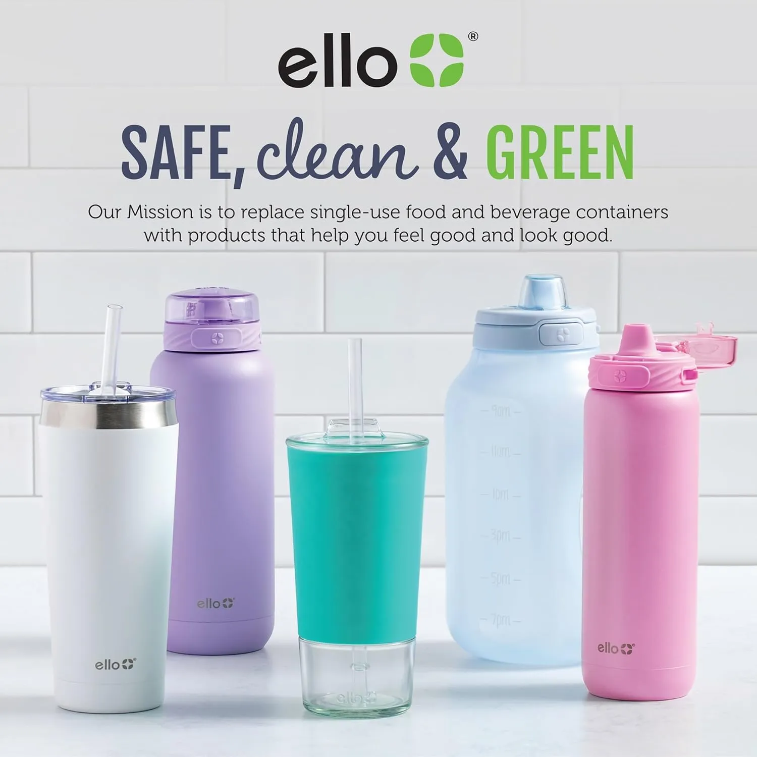 Ello Devon Glass Tumbler with Straw, Friction Fit Bamboo Wood Lid and Silicone Sleeve