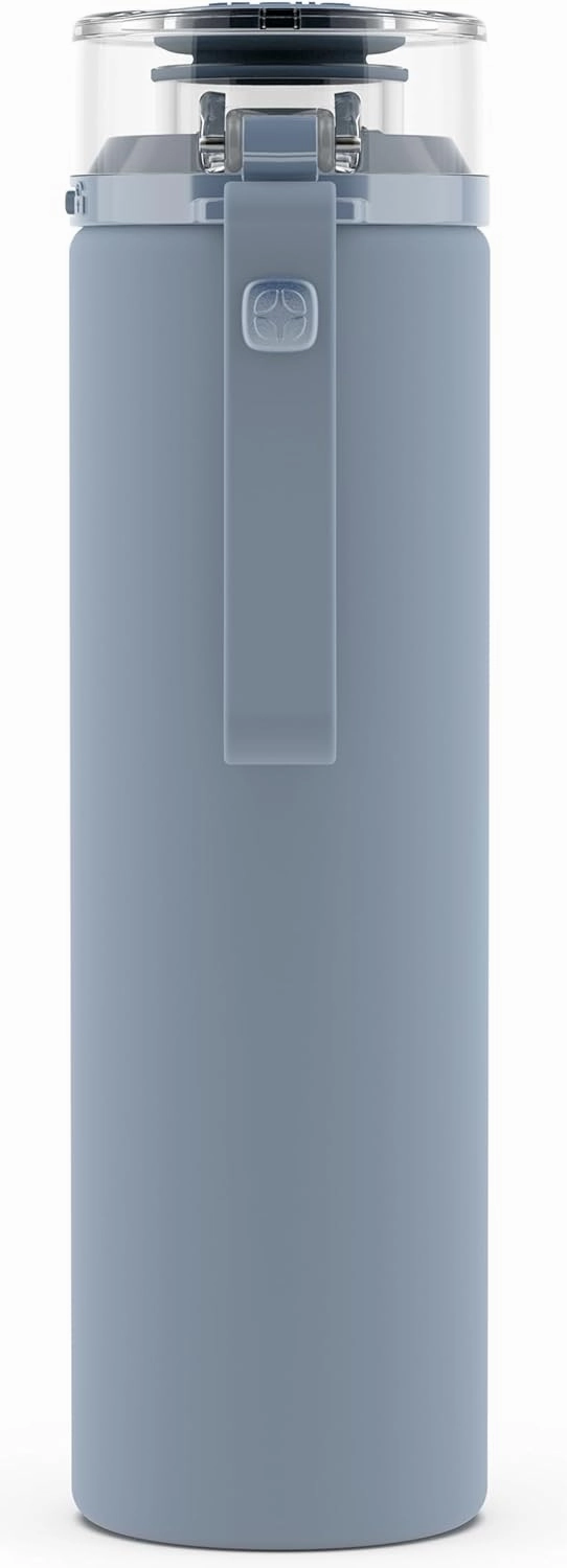 Ello Syndicate 20oz Reusable Glass Water Bottle with One-Touch Leak Proof Flip Lid and Protective Non-Slip Silicone Sleeve and Carry Loop for Coffee, Tea and Water, BPA-free Dishwasher Safe