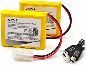 elxjar (2-Pack) 4.8V 1200mAh Ni-CD Battery with 5557 Connector and USB Charging Cable for RC Toys Household Electric Appliances Lighting Equipment