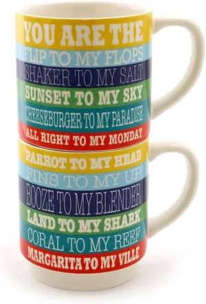 Enesco Margaritaville by Our Name is Mud Stacking Lyric Stoneware Coffee Mug Set, 12 oz, Multicolor