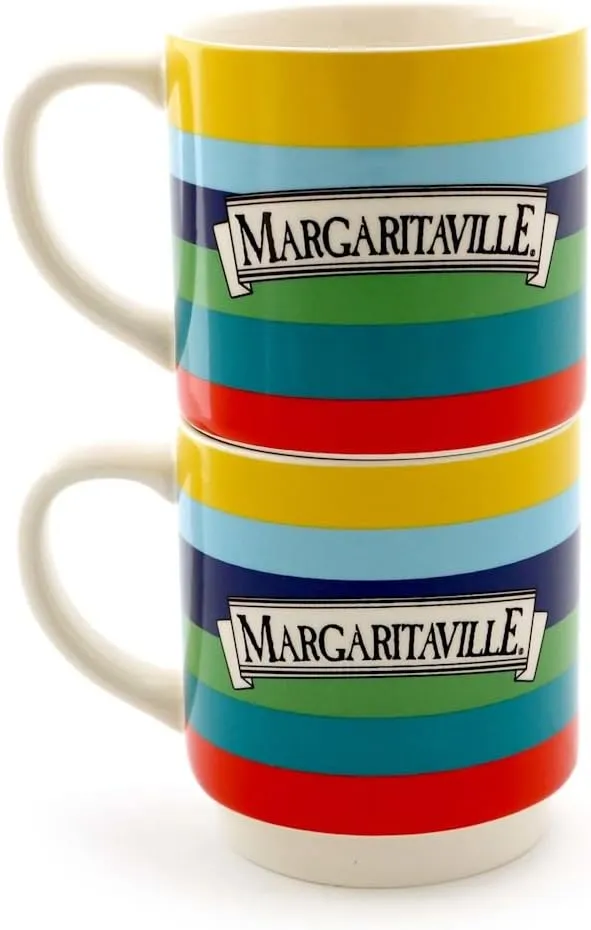 Enesco Margaritaville by Our Name is Mud Stacking Lyric Stoneware Coffee Mug Set, 12 oz, Multicolor