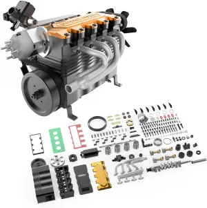 Engine Model Kits, DIY Assembly L4 Engine Kit for Adults, Engine Motor Model Educational Physics Experiment STEM Model - KIT