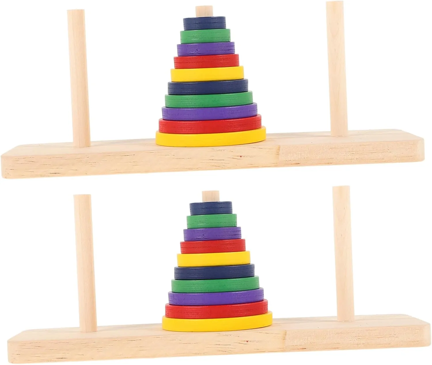ERINGOGO 2Pcs Colorful Wooden Tower Puzzle Game Brain Teaser Board Game for Adults Unlock Puzzle for Parties and Family Fun Activities