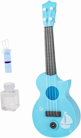 ERINGOGO Bubble Machine Ukulele Design Boys and Girls Music Toy Non-Battery Electric Bubble Maker Perfect Party Plaything