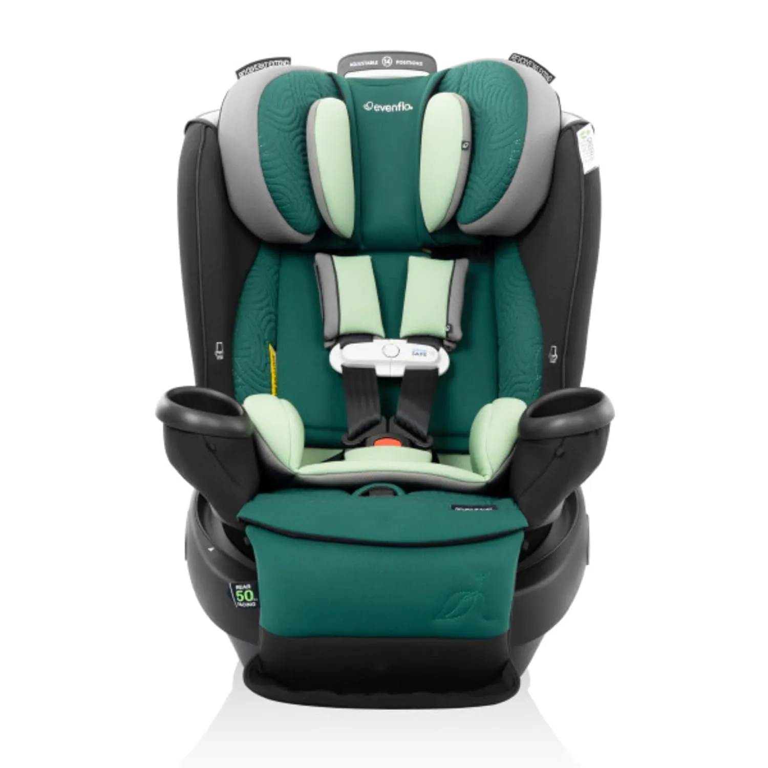 Evenflo Gold Revolve360 Extend All-in-One Rotational Car Seat with Green & Gentle Fabric (Emerald)