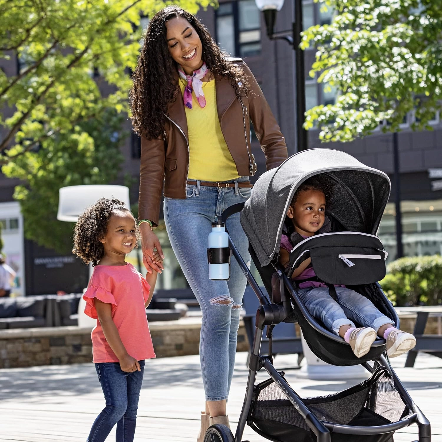 Evenflo Pivot Vizor Travel System with LiteMax Infant Car Seat (Promenade Blue)