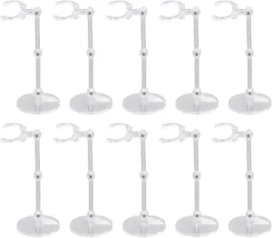 EVGATSAUTO Doll Display Stand with 10 Sets Portable Teddy Bear Plastic Stand for Mini Doll, Secure Display, Sturdy Construction, Creative Versatility, MultiPurpose Set for 6 Inch Types (Transparent)