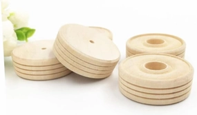 EXCEART Bulk Craft Kits for Kids 50pcs Round Wooden Wheels Building Toys for Kids DIY Accessories