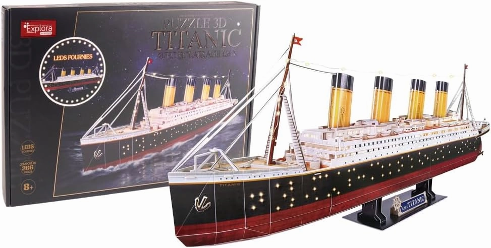 EXPLORA Titanic Boat 540051-266 Pieces Luminous 3D Puzzles Level 8 No Glue or Scissors Educational Construction Game Children's Gift Model Ship From 8 Years