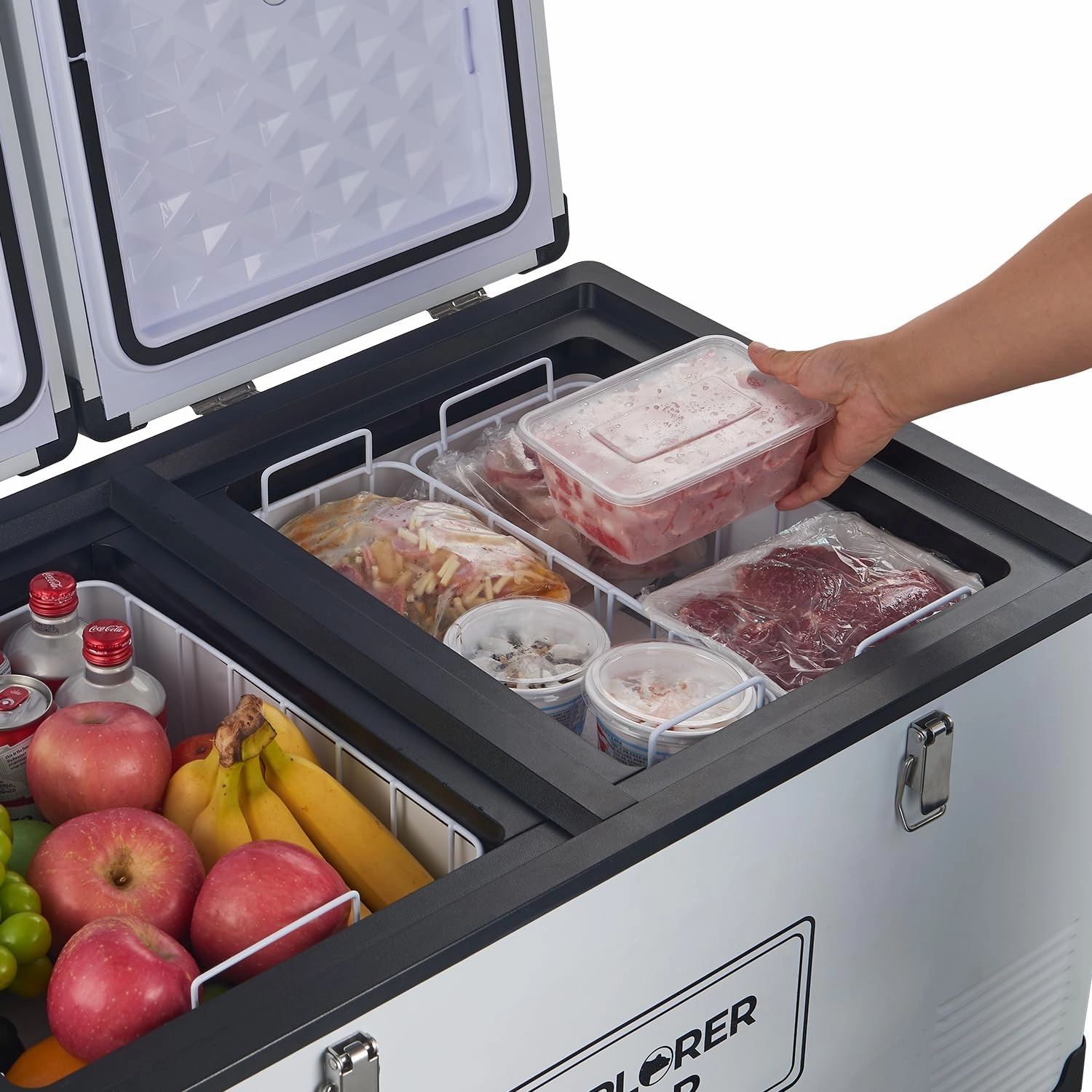 Explorer Bear 12 Volt Refrigerator 12V Car Fridge 12/24V DC 110-240V AC Portable Freezer Compressor Cooler 0℉-50℉ 3-Year Warranty for Truck Van RV SUV Boat Trailer Travel Road Trips Camping…