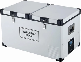 Explorer Bear 12 Volt Refrigerator 12V Car Fridge 12/24V DC 110-240V AC Portable Freezer Compressor Cooler 0℉-50℉ 3-Year Warranty for Truck Van RV SUV Boat Trailer Travel Road Trips Camping…