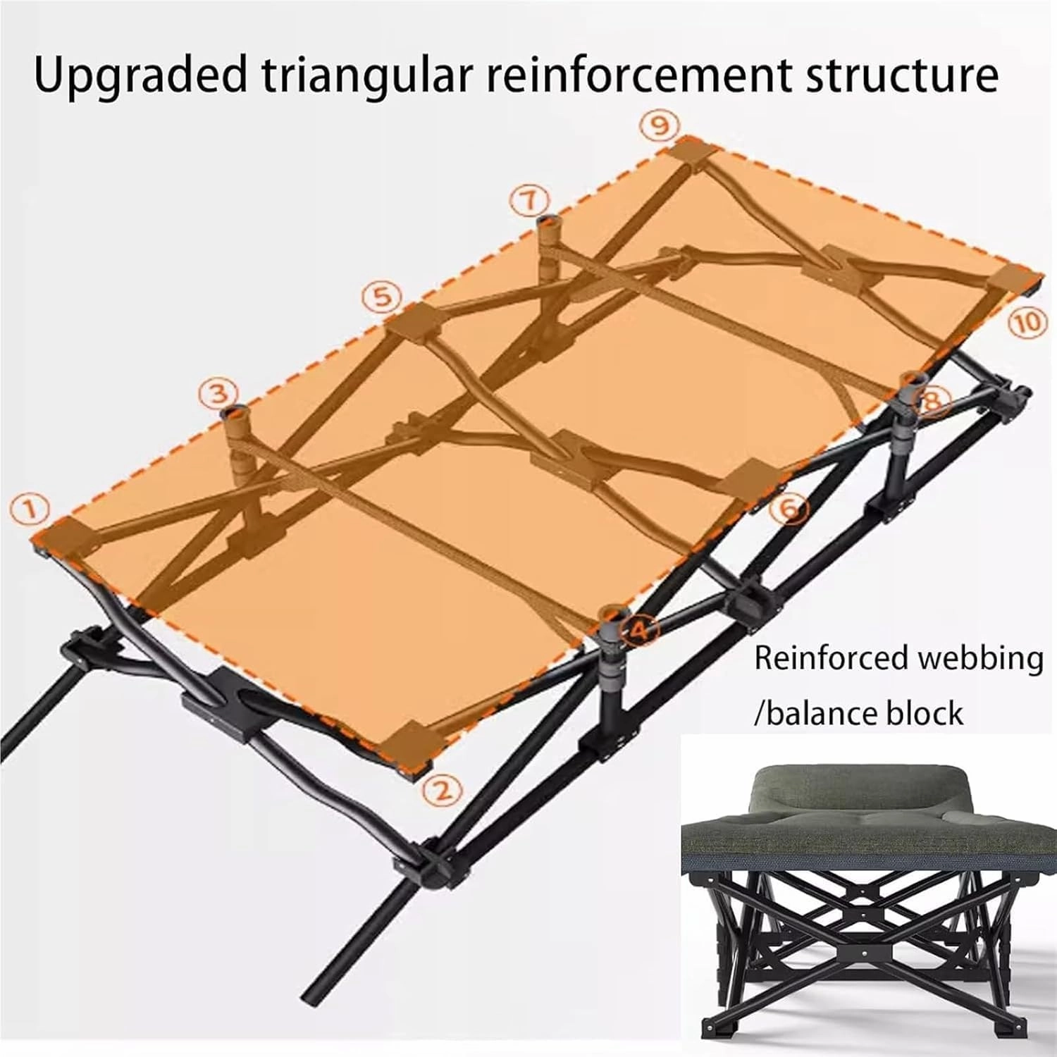 Extra Wide Heavy Duty Sturdy Sleeping Cot PP Cotton Stable Structure Headrest for Home Office Nap, Portable Camping Cot