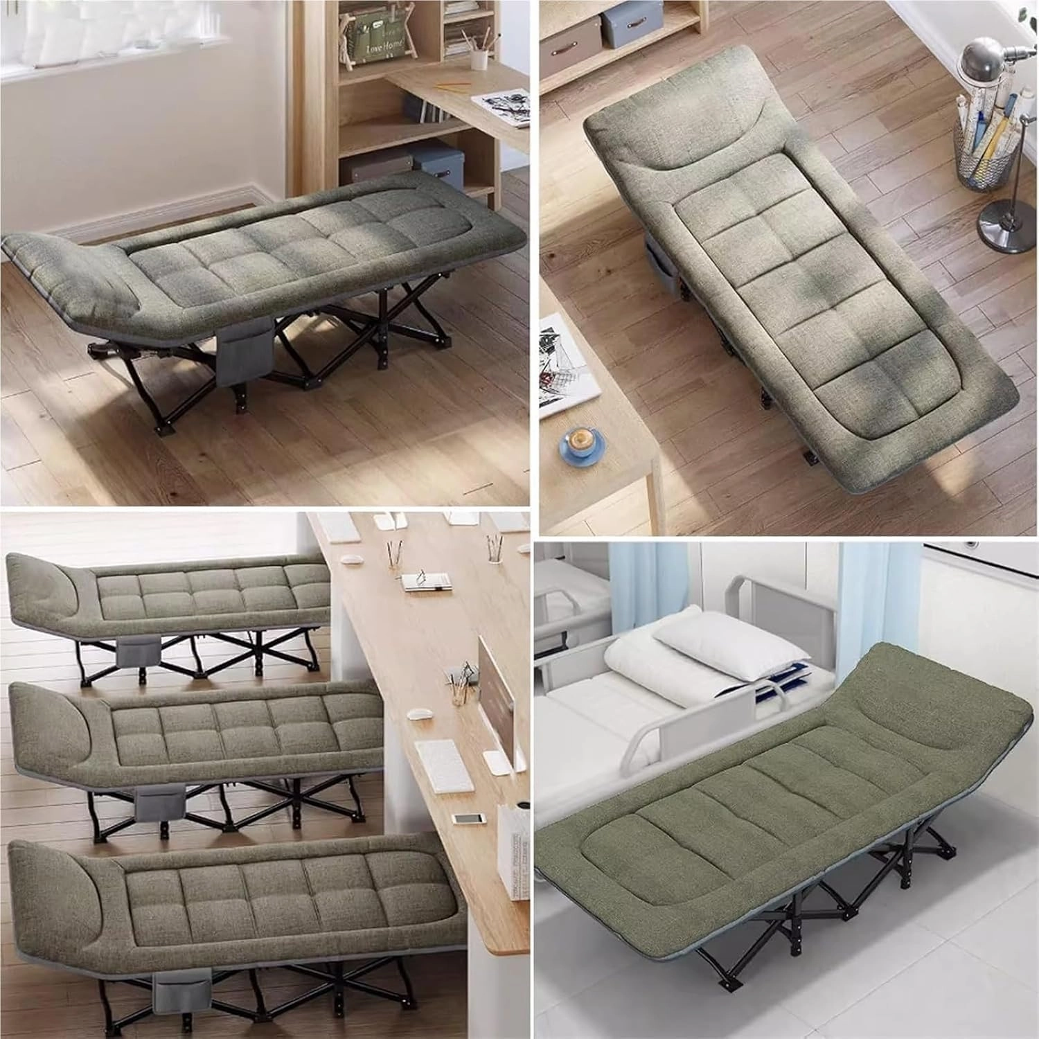 Extra Wide Heavy Duty Sturdy Sleeping Cot PP Cotton Stable Structure Headrest for Home Office Nap, Portable Camping Cot
