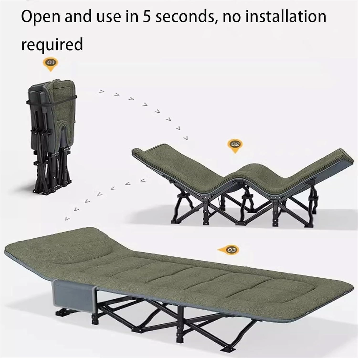 Extra Wide Heavy Duty Sturdy Sleeping Cot PP Cotton Stable Structure Headrest for Home Office Nap, Portable Camping Cot