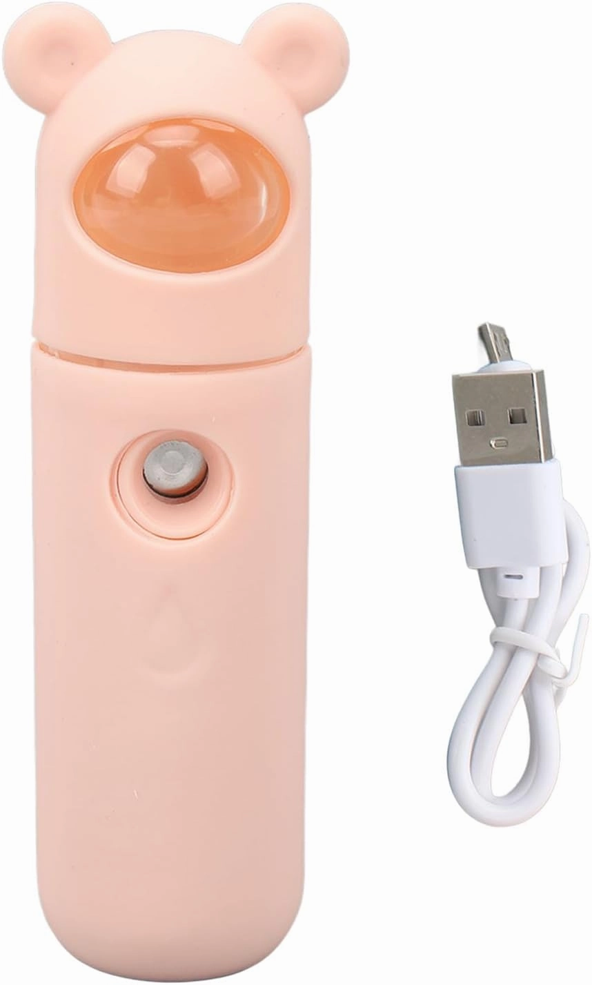 Facial Mister Handheld 18ML Water Tank Nano Mist Sprayer Portable Cool Function Camping Hiking Lightweight ABS Material (Bear Approx. 18 X 10cm / 7.1 X 3.9in)