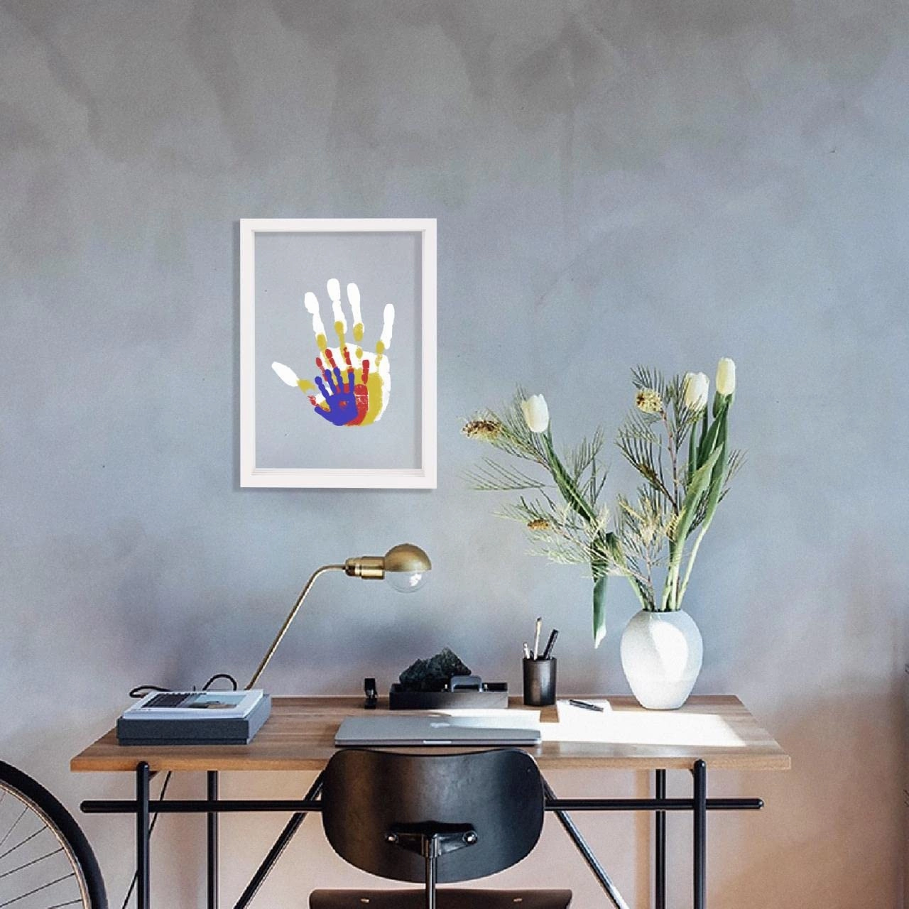 Family Handprint Kit, DIY Craft Keepsake Wooden Frame, Endless Gift Set, Non-Toxic Paints, Transparent Sheets (White)